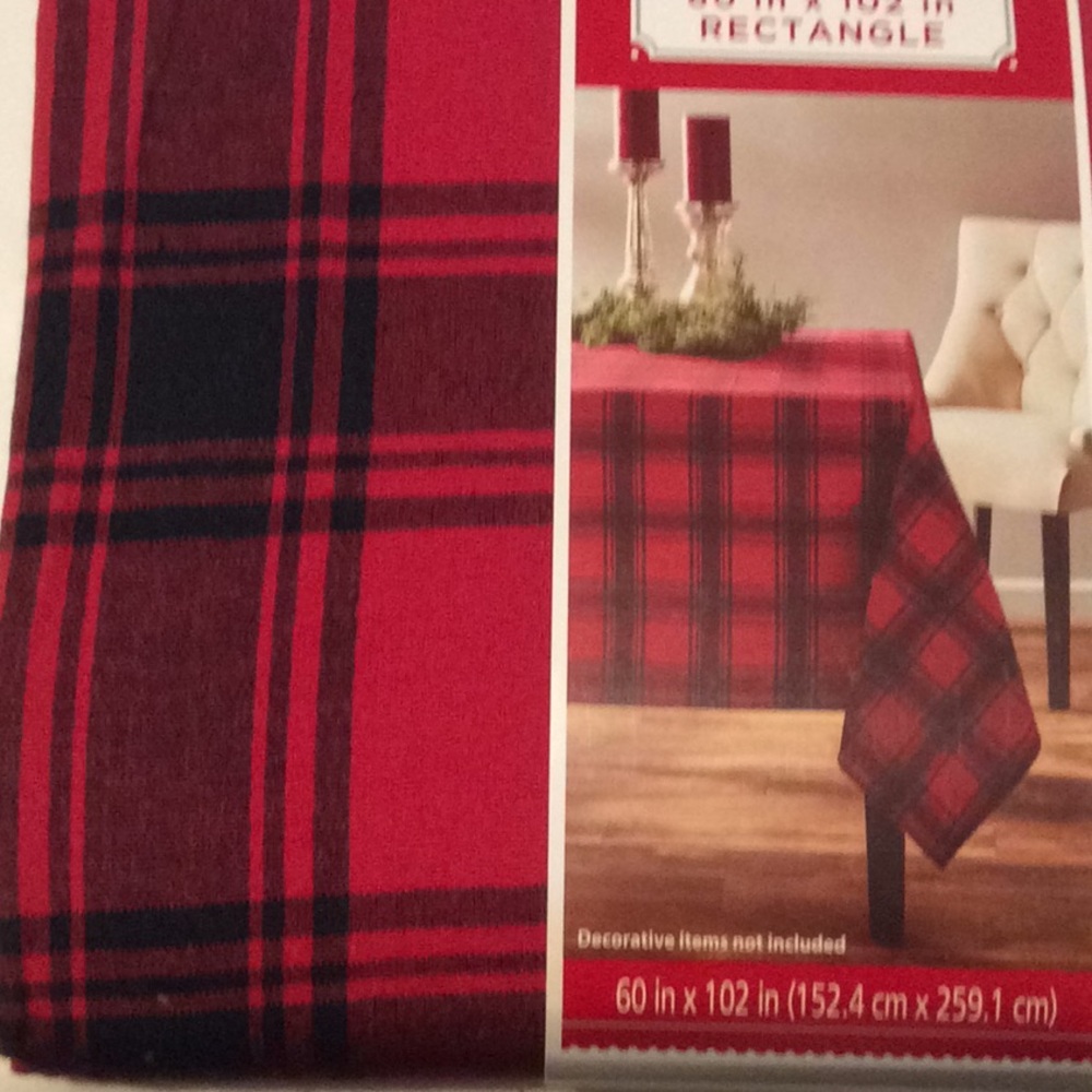 Holiday Time New Buffalo Plaid Rectangle 60"X102"  Fabric Tablecloth